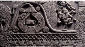 Bau einer Höhle (Relief auf dem Baruth-Stupa)