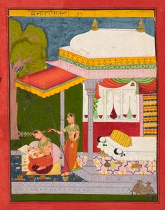 Dhanasri Ragini, Folio aus einem Ragamala, ca. 1680
