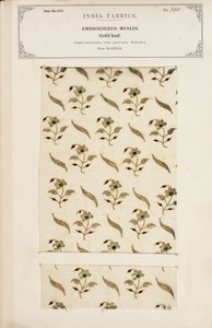 Bunte Karomusselinprobe aus Arnee in Madras, aus The Collection of the Textile Manufacturers of India, von John Forbes Watson, veröffentlicht 1866 von Indian School
