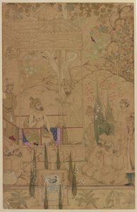 Kaiser Babur mit Begleitern in einem Garten, ca. 1590 von Indian School