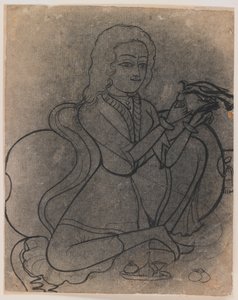 Europäisches Mädchen füttert einen Papagei, ca. 1780 von Indian School