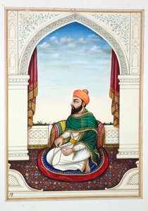 Fakir Syad Aziz-o-Deen, aus Das Königreich Punjab, seine Herrscher und Häuptlinge, Band I, ein Band mit 27 Aquarellstudien eines unbekannten indischen Künstlers, ca. 1840