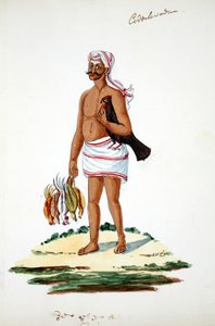 Bauer mit Hühnern von Indian School