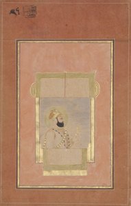 Farrukh Siyyar sitzt am Fenster und hält einen goldenen Sarpech von Indian School