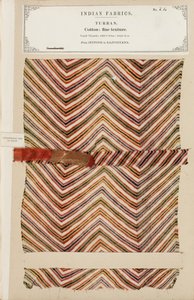 Feine Baumwollturbaneprobe aus Jeypoor in Rajpootana, aus The Collection of the Textile Manufacturers of India, von John Forbes Watson, veröffentlicht 1866 von Indian School