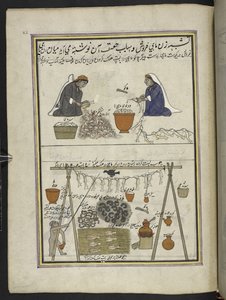 Fischhändler, Frauen beim Ausnehmen von Fischen; Mann beim Trocknen von Fischen