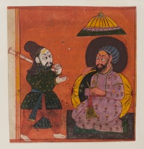 Fragment einer Seite aus einer Markandeya Purana-Serie, ca. 1625 von Indian School
