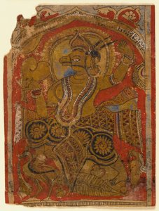 Harinegameshin trägt den Embryo, Fragment eines Blattes aus einem verstreuten Kalpasutra von Indian School