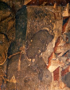 INDISCHE KUNST: Fresko in der buddhistischen Höhle Nr. 19, 2. Jahrhundert v. Chr. von Indian School