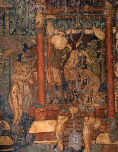 Indische Kunst: Fresko in der buddhistischen Höhle Nr. 1, 5. - frühes 6. Jahrhundert