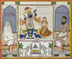 Illustration für ein Manuskript über die Verehrung von Srinathji, Rajasthan, frühes 19. Jahrhundert von Indian School