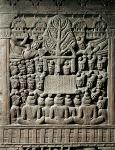 Indische Kunst, Hinduismus: Flachrelief, das Yaksha-Geister darstellt, 2. Jahrhundert v. Chr. Kolkata, Indian Museum von Indian School