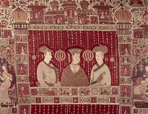 Indische Frau mit europäischen Händlern, Region Madras, Ahmedabad von Indian School