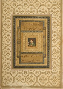 Jahangir hält ein Bild der Madonna, persisch beschriftet: Jahangir Shah, Moghul, 1620 von Indian School