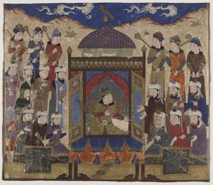 Khusraw Parviz auf dem Takht-i Taqdis sitzend, ca. 1425-50