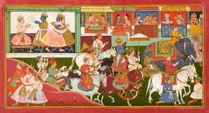Krishna verabschiedet sich, Folio aus einem Bhagavata Purana, ca. 1680-1690