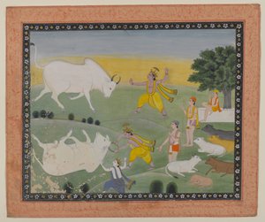 Krishna besiegt den Stierdämon