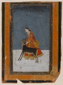 Dame mit einem schwarzen Bock, ca. 1750 von Indian School