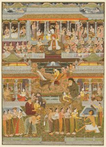 Liebende und Geliebte: Eine Komposition von Szenen aus persischer, urdu und sanskrit Literatur, ca. 1735