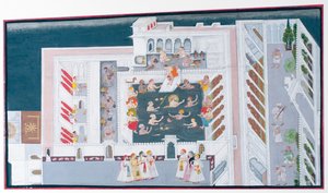 Maharana Jagat Singh II vergnügt sich in einem Palastpool, ca. 1746-50 von Indian School