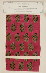Mushroo-Satinmuster aus Hyderabad in Deccan, aus The Collection of the Textile Manufacturers of India, von John Forbes Watson, veröffentlicht 1866