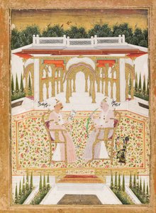 Nawab Mir Alam Bahadur und Raja Chandu Lal Bahadur, ca. 1800 von Indian School