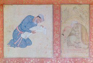 Porträt von Min Musavir, der Kaiser Akbar eine Petition überreicht von Indian School