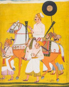 Porträt eines Mannes zu Pferd, möglicherweise Maharaja Jai Singh II von Indian School