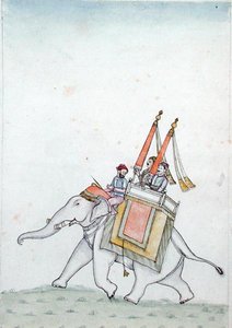 Porträt eines Prinzen auf einem Elefanten reitend, frühes 19. Jahrhundert von Indian School