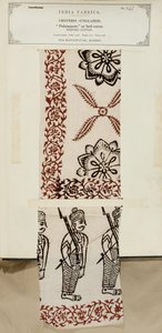 Bedrucktes Baumwoll-Palampore- oder Bettbezugsmuster aus Masulipatam in Madras, aus The Collection of the Textile Manufacturers of India, von John Forbes Watson, veröffentlicht 1866