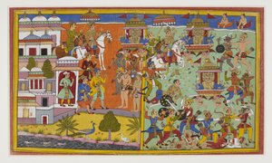 Ravana besiegt König Anaranya, der seinen Tod durch Ramas Hand prophezeit