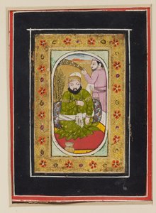 Herrscher in einem grünen Jama, begleitet von einem Morchal-Träger, 2. Hälfte des 18. Jahrhunderts von Indian School