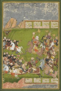 Rustam besiegt Afrasiyab, aus einem Shahnama, Mogul-Dynastie von Indian School