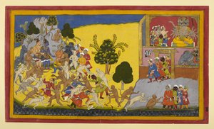 Rāvaṇas Spione werden von Affen vereitelt und kehren besiegt zurück