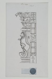 Skulpturierte Säule eines Löwen und anderer Figuren von Indian School