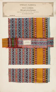 Seiden- und Baumwoll-Loongee-Probe aus Hyderabad in Sind, aus The Collection of the Textile Manufacturers of India, von John Forbes Watson, veröffentlicht 1866 von Indian School