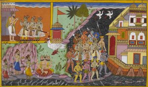 Sukeshas Söhne erhalten Segnungen von Brahma und kehren mit den Titanen nach Lanka zurück