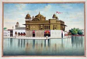 Der Goldene Tempel in Amritsar, aus Das Königreich Punjab, seine Herrscher und Häuptlinge, Band I, ein Band mit 27 Aquarellstudien eines unbekannten indischen Künstlers, ca. 1840