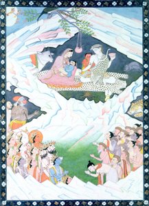 Die Heilige Familie von Shiva und Parvati auf dem Berg Kailash von Indian School