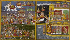 Die Götter bezeugen Indras Gefangennahme durch Ravani und bitten später Ravana um seine Freilassung