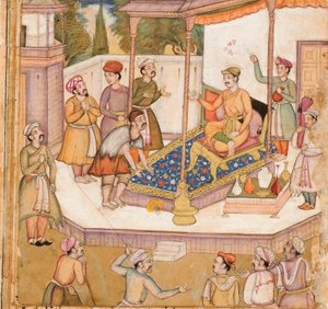 Der Raja, dessen Gast ihn täglich um 500 Dinare bat, ca. 1585