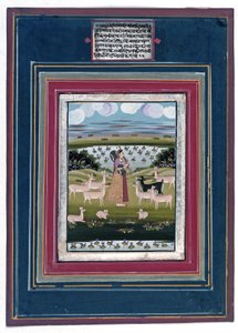Todi Ragini - Eine Dame spielt eine Vina in einer Landschaft mit Tieren, 1810-20 von Indian School