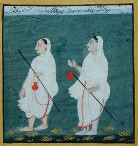 Zwei Jain-Asketen mit verfilztem Haar (jati) Religiöse Bettler, Udaipur, ca. 1810-20 von Indian School