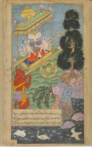 Ravana ergreift den Wagen Puspaka von Kuvera