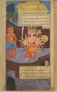 Ravana trifft auf einen furchterregenden Türwächter im Palast von Vali