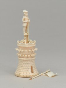 Weißer Turm, Schachfigur, Indien, ca. 1820