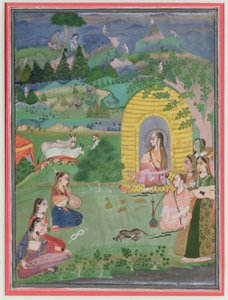 Yoginis (weibliche hinduistische Asketen) in einer Landschaft, Bikaner-Schule