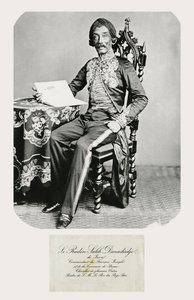 Porträt von Raden Saleh und seine Visitenkarte, ca. 1850-70