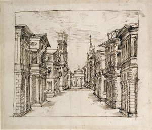 Eine Straße in Perspektive, ca. 1617
