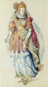 Kostümentwurf für eine maskierte Dame